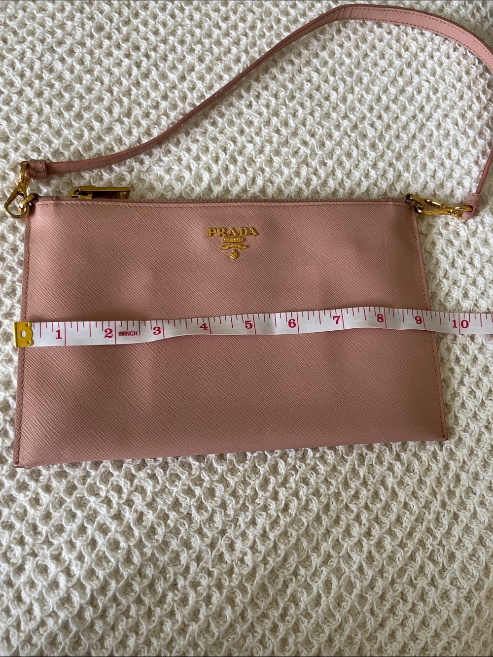 PRADA Rose Saffiano Small Flat Pouch - Picture 6 of 9